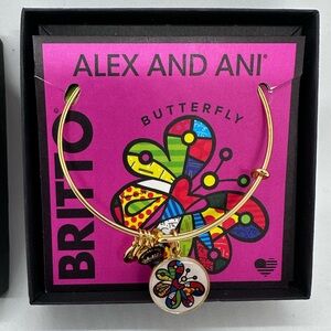 Alex and Ani Gold BRITTO Butterfly Charm Bangle Bracelet